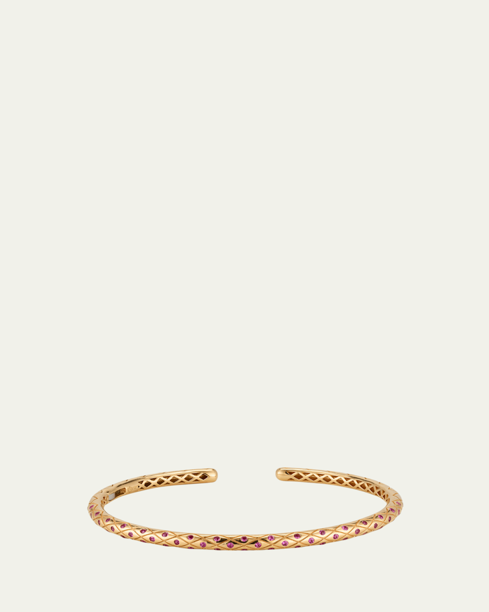 18K Bliss Thin Cuff with Pink Sapphires
